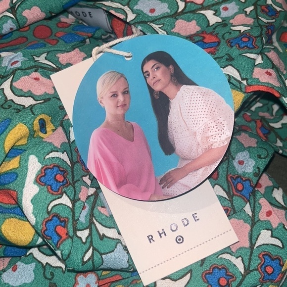 RHODE x Target Zinnia Floral Print Green Midi Dress Size 14 NWT - Picture 3 of 6